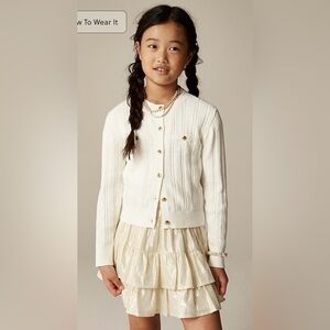 J.Crew Girls' pointelle-knit cardigan sweater in ivory